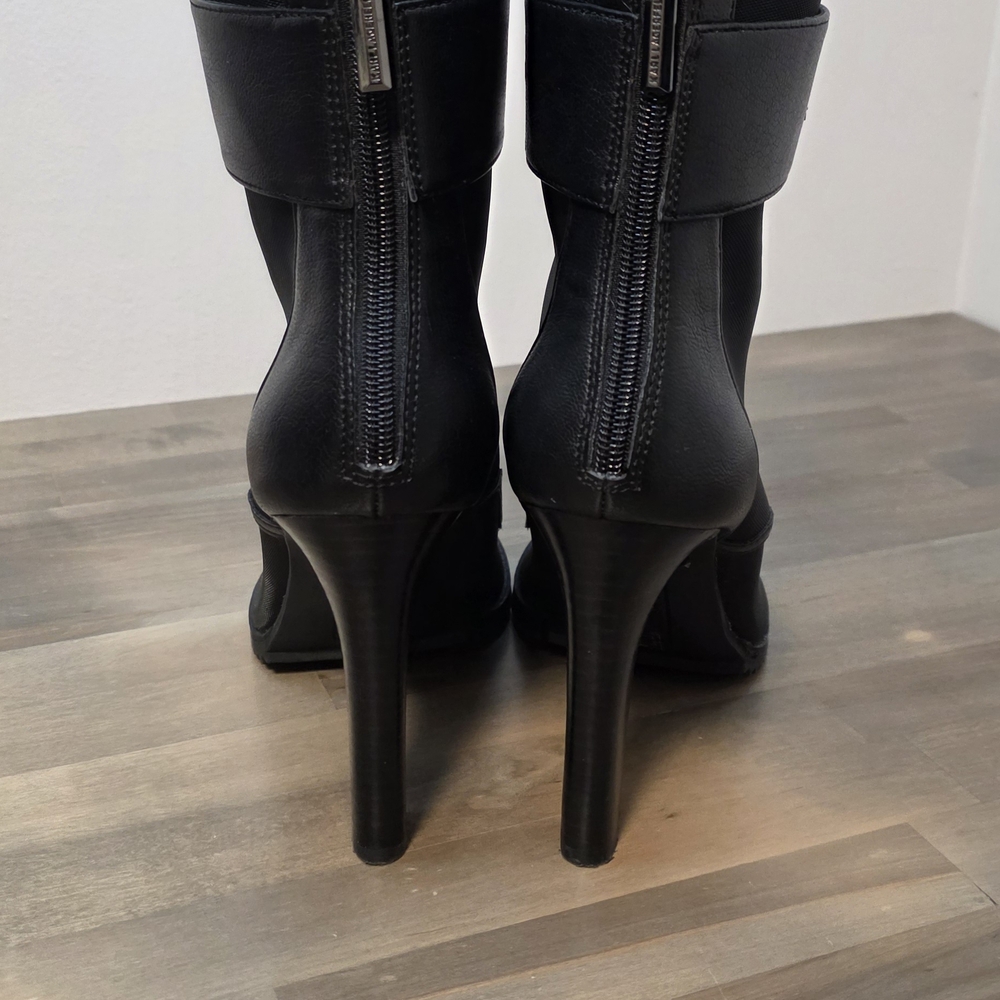 Black Mesh High-Heel Ankle Boot with Embellished Strap - Picture 5 of 12